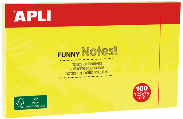 APLI Haftnotizen "FUNNY Notes!", 125 x 75 mm, neongelb