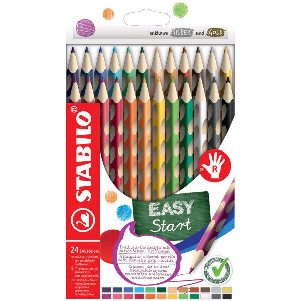 STABILO Dreikant-Buntstifte EASYcolors R, 12er Kartonetui