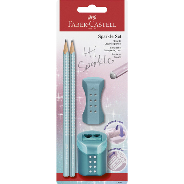 FABER-CASTELL Schreibset GRIP SPARKLE, mintgrün