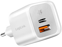 LogiLink Dual-USB-Schnelladegerät-Set, USB-C USB-A, weiß