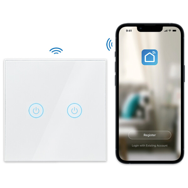 LogiLink Wi-Fi Smart Wandschalter, 2-fach, weiß