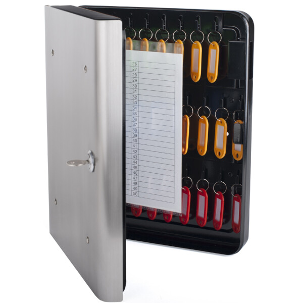 Schlüsselkasten Metall Mit 9 Haken - Edelstahltür & Magnetverschluss 22x24,5cm