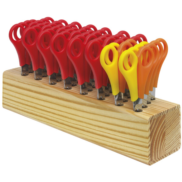 WESTCOTT Scherenblock, aus Holz, best&uuml;ckt, inkl. 32 Scheren