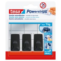 TESA Haken Powerstrips S, eckig, schwarz, 3 Stück