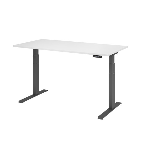 HAMMERBACHER Hammerbacher Schreibtisch C-Fu&szlig; elektrisch, 160 x 80 x 64-129 cm, h&ouml;henverstellbar, wei&szlig; graphit, Montageservice