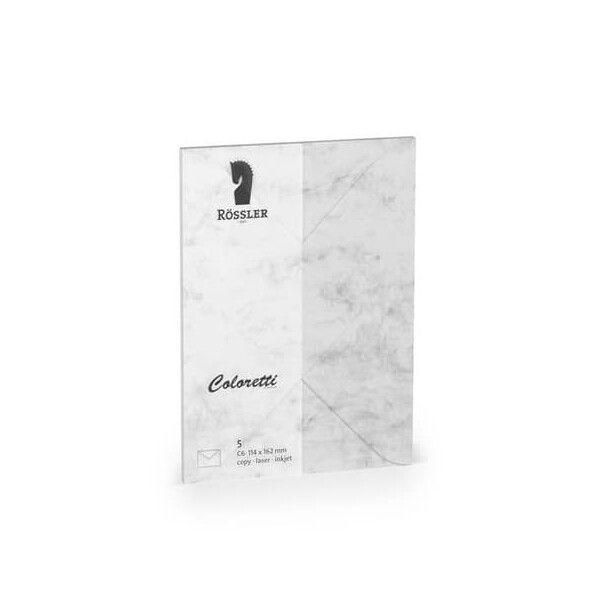 COLORETTI Briefumschlag Coloretti, C6, 80g m², 5 Stück, grau marmora