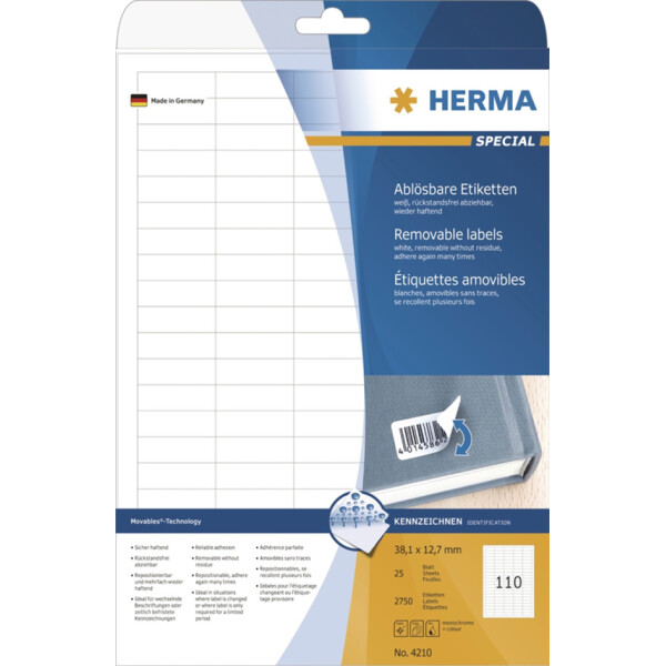 HERMA Universal-Etiketten SPECIAL, 63,5 x 16,9 mm, wei&szlig;