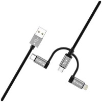 VARTA Ladegerät Speed Charge & Sync Kabel: 3in1 USB A auf Lightning Micro Typ C schwarz