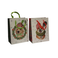 Weihnachts-Geschenktragetasche Hund 2 Motive sortiert, 18...