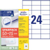 AVERY ZWECKFORM Universal-Etiketten, A4 mit ultragrip, Adressaufkleber, 70 x 36 mm, 65 Bogen 1.560 Etiketten, weiß