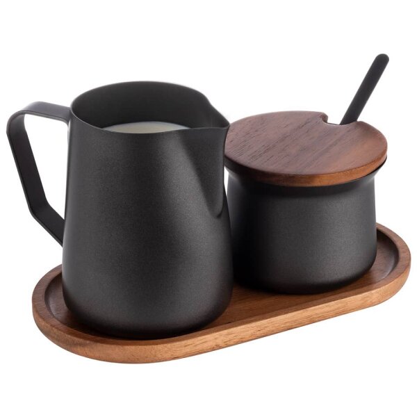 APS Milch- und Zucker-Set, Akazie-schwarz 00634