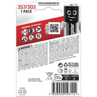 ENERGIZER Knopfzellen-Batterie Silberoxid V357 303,...