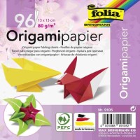folia Faltblatt Origamipapier, 13x13cm, 96 Blatt, 12 Farben