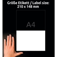 AVERY ZWECKFORM Universal-Etiketten, A4 mit ultragrip, 210 x 148 mm, 65 Bogen 130 Etiketten, weiß