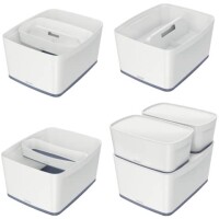 LEITZ Aufbewahrungsbox MyBox WOW, Groß, A4, mit Deckel, ABS, weiß grau