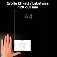 AVERY ZWECKFORM Träger-Etiketten, A4, 120 x 80 mm, 5 Bogen 20 Etiketten, weiß, hellgrau