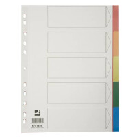 Q-CONNECT Farbregister Plastik, A4, 5-teilig, farbig