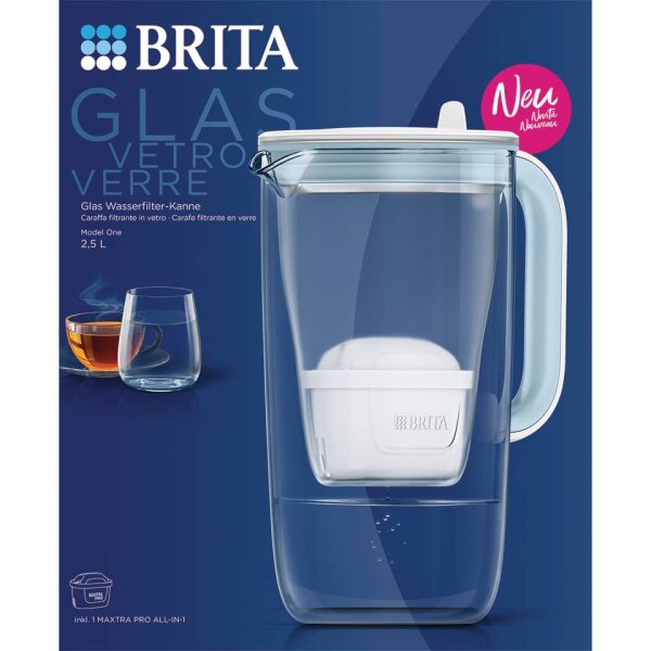 BRITA Wasserfilter-Kanne Model One, Glas, weiß 118006