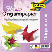 folia Faltblatt Origamipapier 12Farb 19x19cm 96Bl
