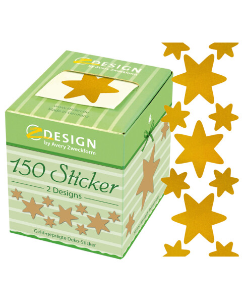 ZDesign Weihnachts-Sticker "Sterne", gold, auf Rolle