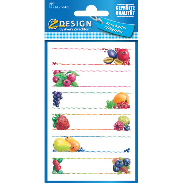 ZDesign HOME Haushalts-Etiketten "Obst Rahmen", ablösbar