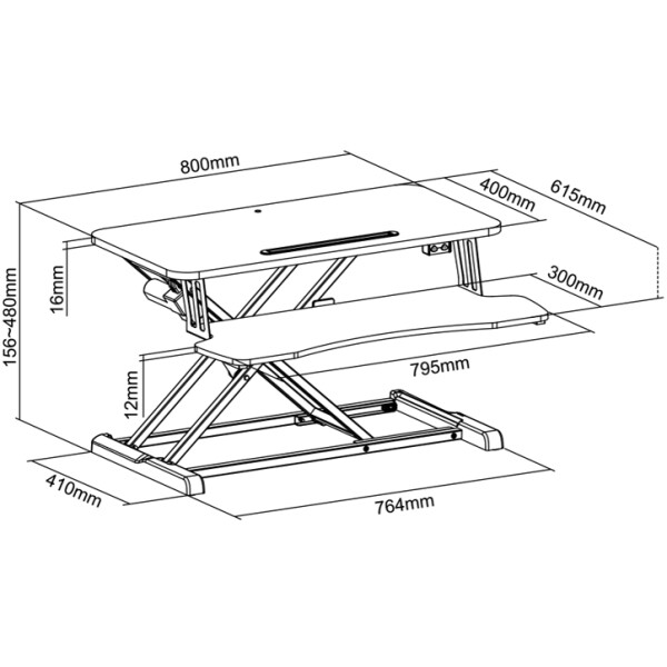 LogiLink Sitz-Steh Workstation mit Tastaturablage,elektrisch