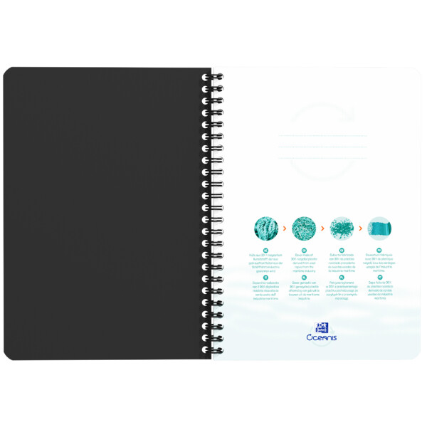Oxford Office Spiralbuch "Oceanis", A4, PP, kariert, schwarz