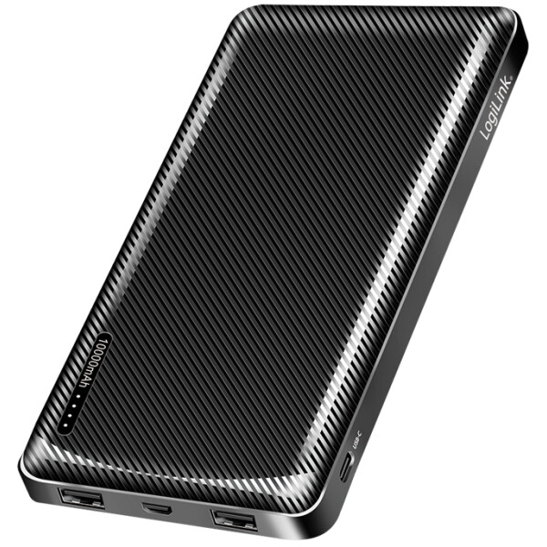 LogiLink Powerbank, 10.000 mAh, 2x USB-A, schwarz