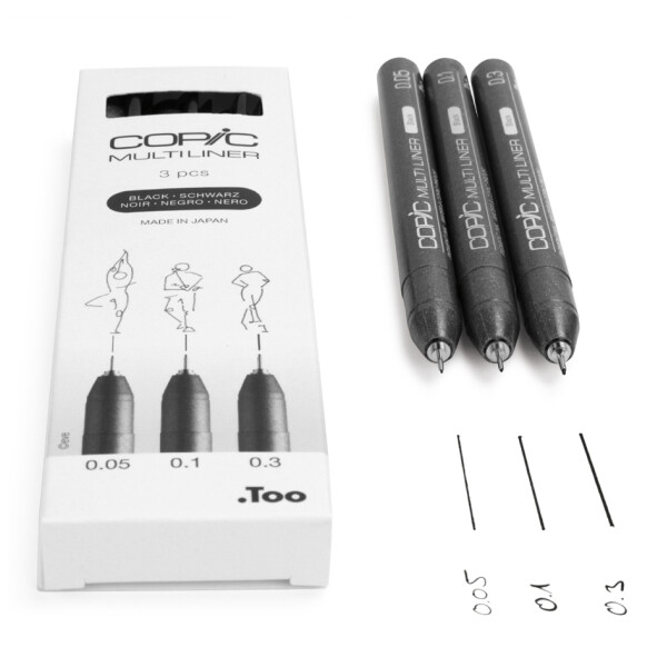 COPIC Fineliner MULTILINER, schwarz, 3er Set