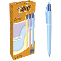 BIC Druckkugelschreiber 4 Colours PASTEL, 12er Kartonbox
