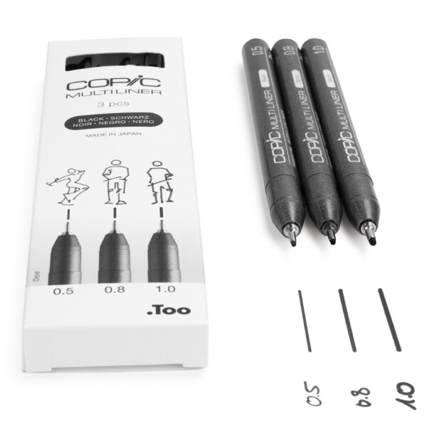 COPIC Fineliner MULTILINER, schwarz, 3er Set
