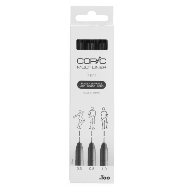 COPIC Fineliner MULTILINER, schwarz, 3er Set
