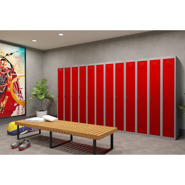 phoenix Spind PL1130, 1 Tür, Schlüsselschloss, grau rot