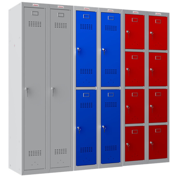 phoenix Spind PL1130, 1 Tür, Schlüsselschloss, grau rot