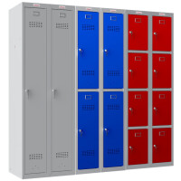 phoenix Spind PL1130, 1 Tür, Schlüsselschloss, grau rot