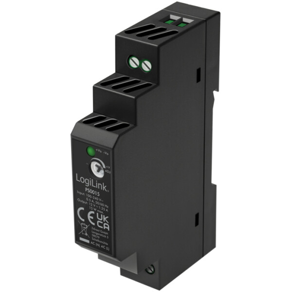 LogiLink Hutschienen-Netzteil, 15 Watt, 12 Volt, schwarz