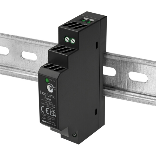 LogiLink Hutschienen-Netzteil, 15 Watt, 12 Volt, schwarz