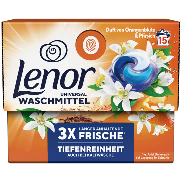 Lenor Waschmittel Pods Orangenblüte & Pfirsich, 15 WL