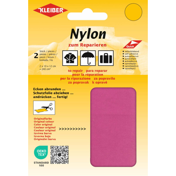 KLEIBER Nylon-Flicken, selbstklebend, rosa