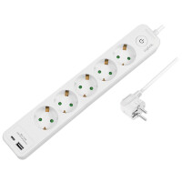 LogiLink Steckdosenleiste, 5-fach, 2x USB, mit Schalter