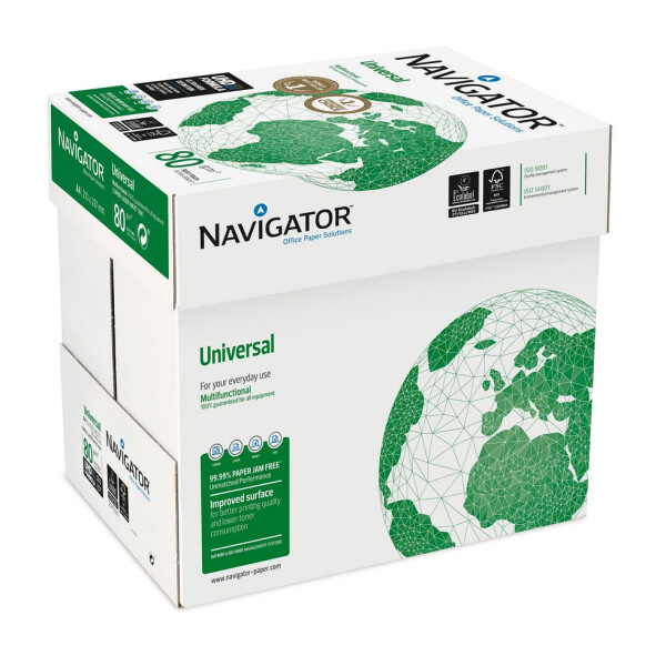 NAVIGATOR Universal Premiumpapier hochweiß A4 80g - 2 Kartons (5.000 Blatt)