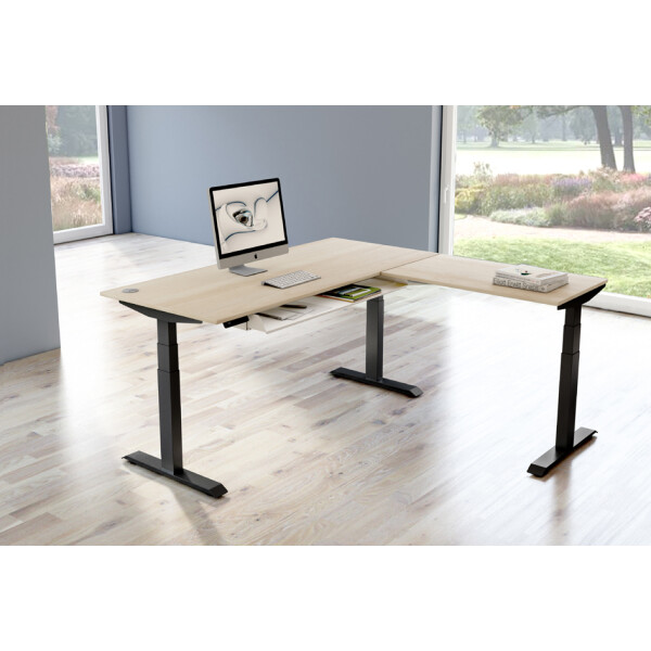 kerkmann Sitz-Steh-Schreibtisch Move 4 mit Anbau, weiß