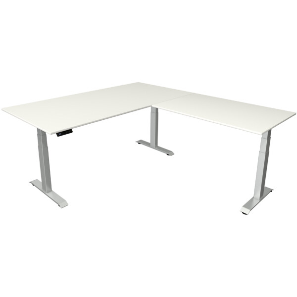 kerkmann Sitz-Steh-Schreibtisch Move 4 mit Anbau, lichtgrau