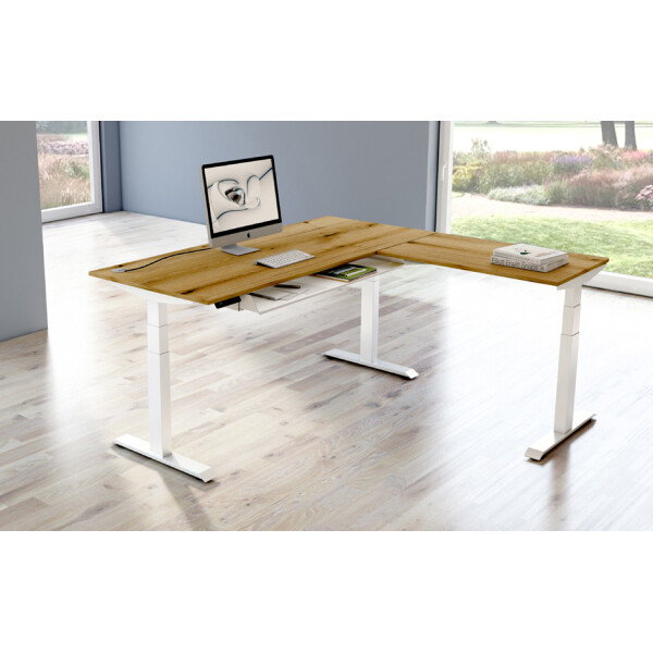 kerkmann Sitz-Steh-Schreibtisch Move 4 mit Anbau, weiß