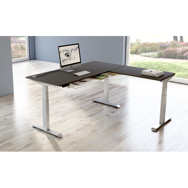 kerkmann Sitz-Steh-Schreibtisch Move 4 mit Anbau, weiß