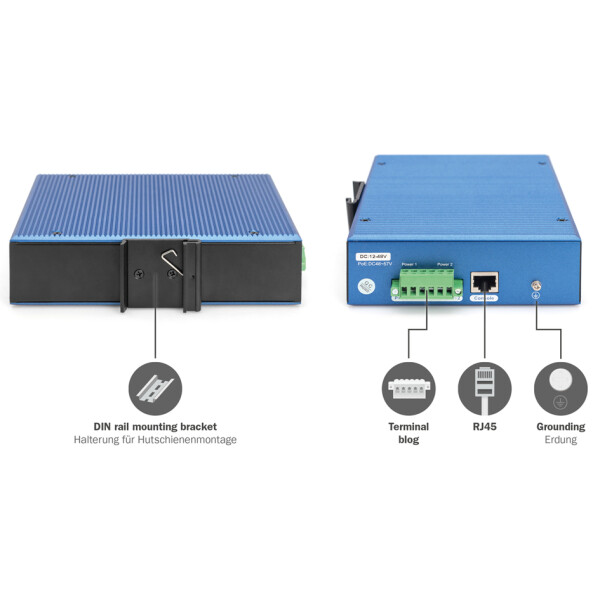 DIGITUS Industrial Gigabit Ethernet PoE Switch, L3 managed