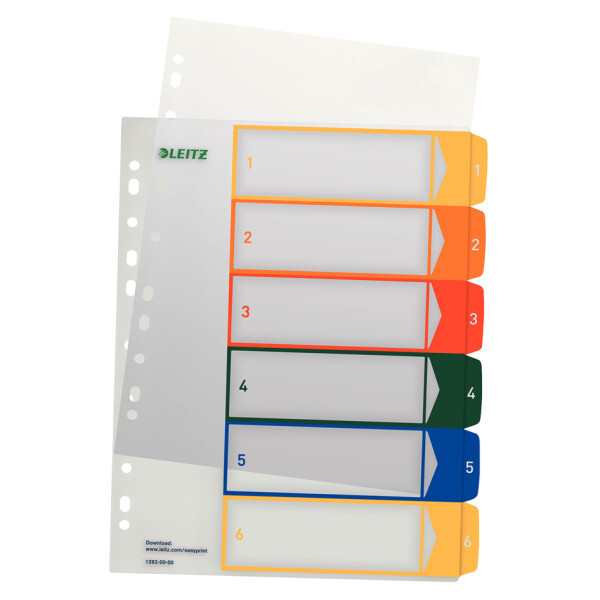 LEITZ Kunststoff-Register, Zahlen, A4 Überbreite, 1-12, PC-