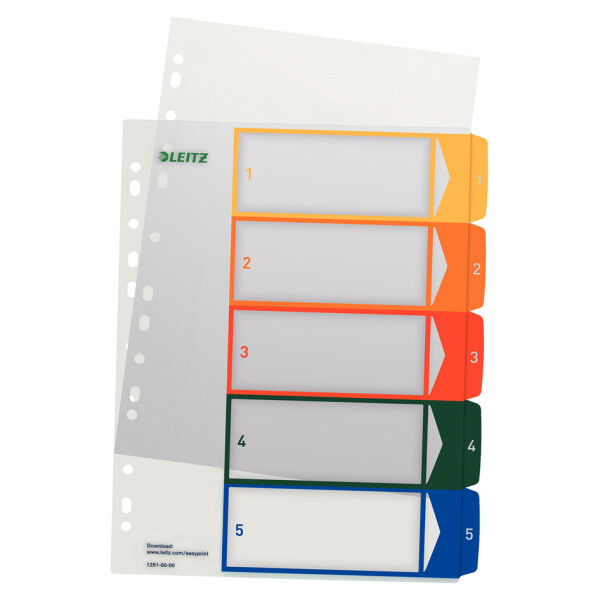 LEITZ Kunststoff-Register, Zahlen, A4 Überbreite, 1-12, PC-