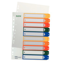 LEITZ Kunststoff-Register, Zahlen, A4 Überbreite, 1-12, PC-