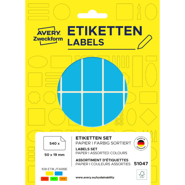 AVERY Zweckform Vielzweck-Etiketten, 50 x 19 mm, farbig